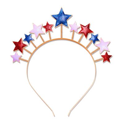 NVENF 4th of July Patriotic Headband Rhinestone American Flag Star Hairband for Women Independence Day Costume Party Headwear