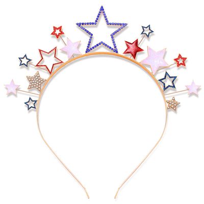 NVENF 4th of July Patriotic Headband Rhinestone American Flag Star Hairband for Women Independence Day Costume Party Headwear
