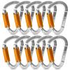 FVW 10 Pack Heavy Duty Climbing Carabiners, 25KN UIAA Certified Auto Locking Rock Climbing Carabiners Clips for Hammocks, Swing, Locking Dog Leash and Harness, Camping, Hiking & Utility (Silver) view 1