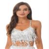 CHICTRY Women's Belly Dance Costume Sequin Shiny Bra Tassel Top Chacha Tango Dancewear Camisole Tops Silver X-Large view 1