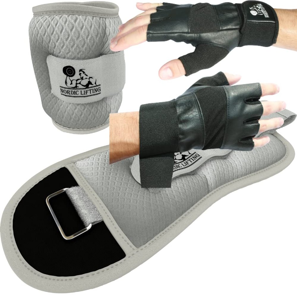 Ankle Wrist Weights Two 5 lbs Bundle with Gym Gloves Small