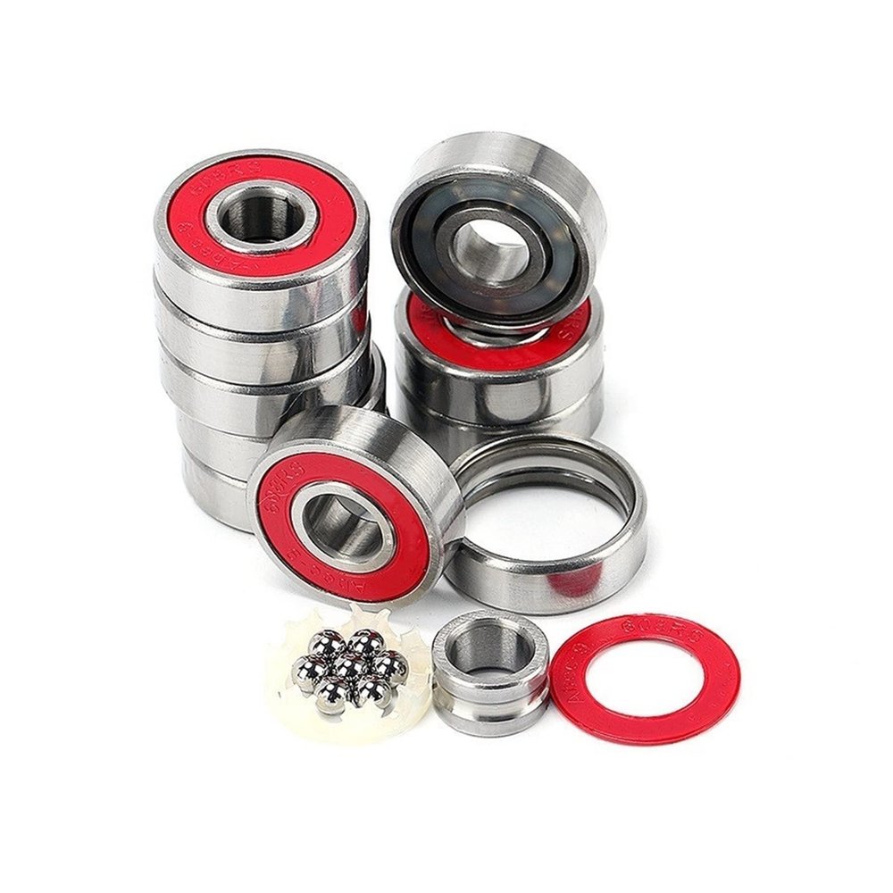 SUOFEILAIMU 10pcs Red Bearing 608 Double Rocker Inline Skates Bearing 608rs Skateboard Wheel Roller Longboard Board Bearings (Color : 608rs ABEC-9)