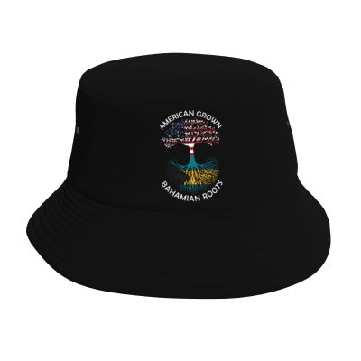 American Grown Bahamian Roots The Bahamas Flag Bucket Hat Unisex Four Seasons Travel Beach Sun Hat Outdoor Cap Short Brim Visor Fashion Fisherman's Hat