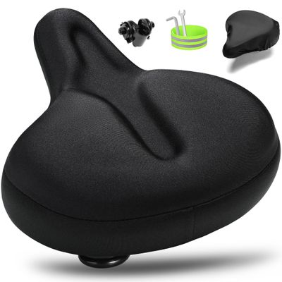 CDYWD Oversized Bike Seat for Men & Women, Comfortable Gel Padded, Extra Wide Bicycle Seat Cushion Comfort, Replacement Saddle for Peloton, Stationary Exercise Bike, Mountain Bike, Cruiser, City Bike