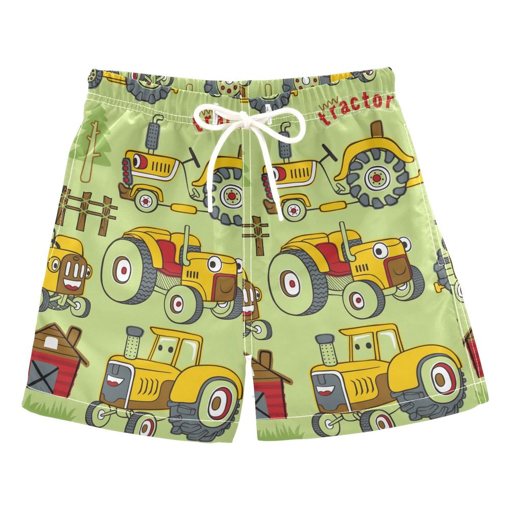Aflyko Boys' Board Shorts Tractor Cute House Swim Trunk Beach Swimwear XS