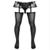 Sxiwei Men Sissy Lace Ruffled Pouch Panties Skirted Thong Underwear Pantyhose Stocking Crossdress Lingerie Type A One Size view 1