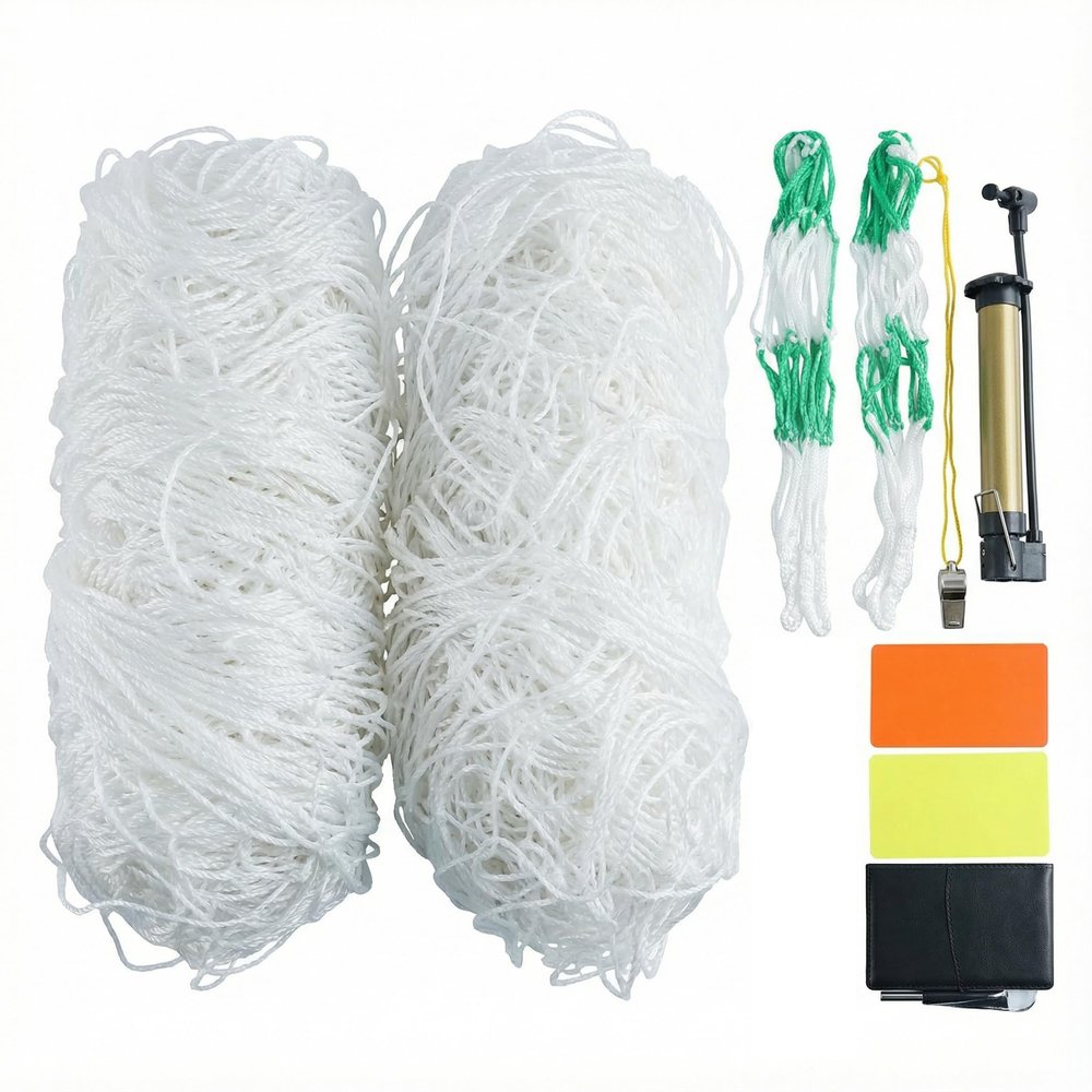 EMEKIAN Soccer Goal Net, 2 Pcs Backyard Professional Match Training Sports Netting, Full Size Heavy Duty Weather Resistance Replacement Polyethylene Outdoor Soccer Nets Set 10 Ft x 6.5 Ft