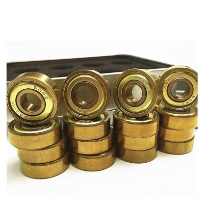 SUOFEILAIMU 16pcs 608zz Gold Bearing Skateboard Bearing 8mm Tatinium Inline Skates Bearings 608z Scooter Artistic Skates Bearings (Color : 16pcs 608zz Gold)