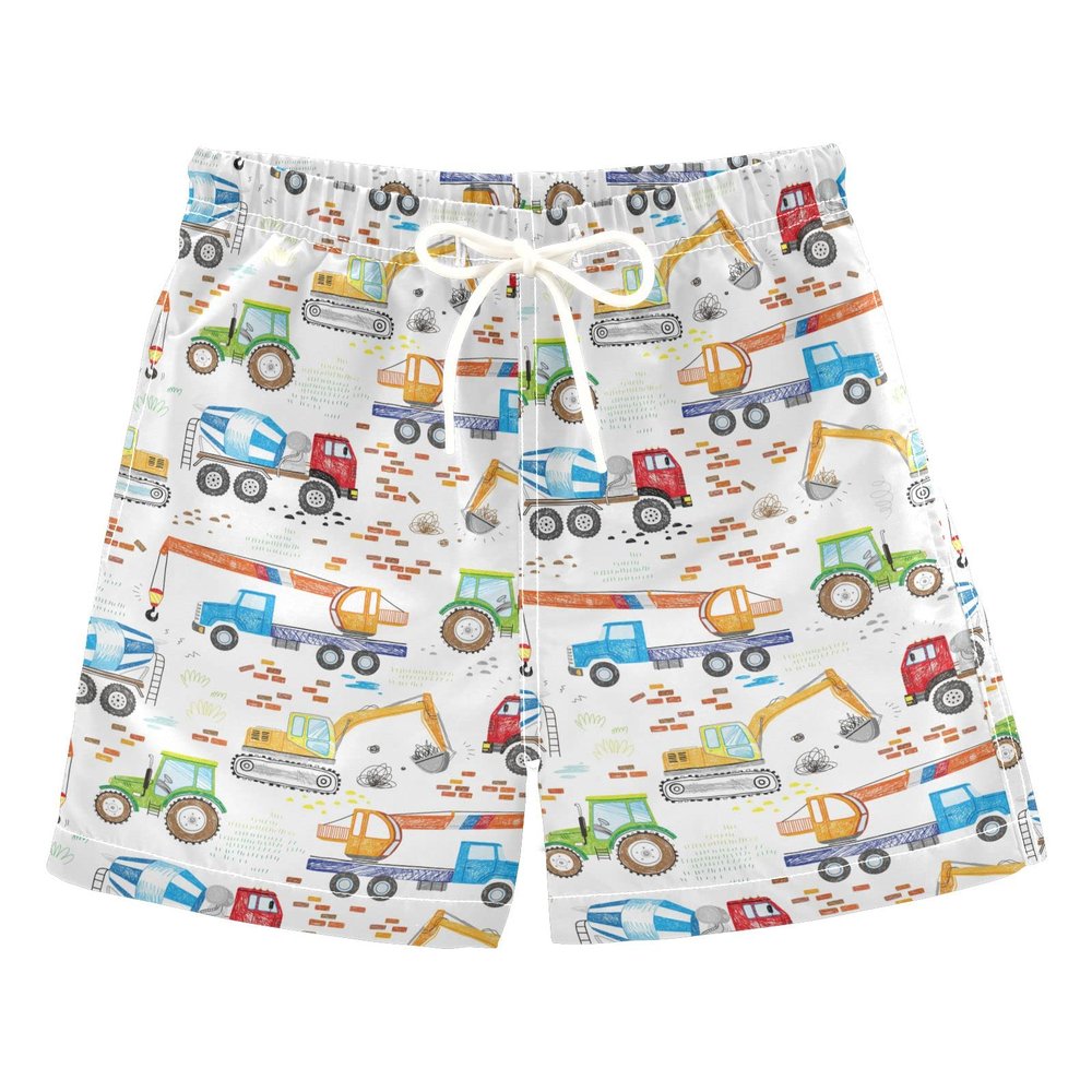 Aflyko Boys' Board Shorts Construction Truck Swim Trunk Beach Swimwear XL