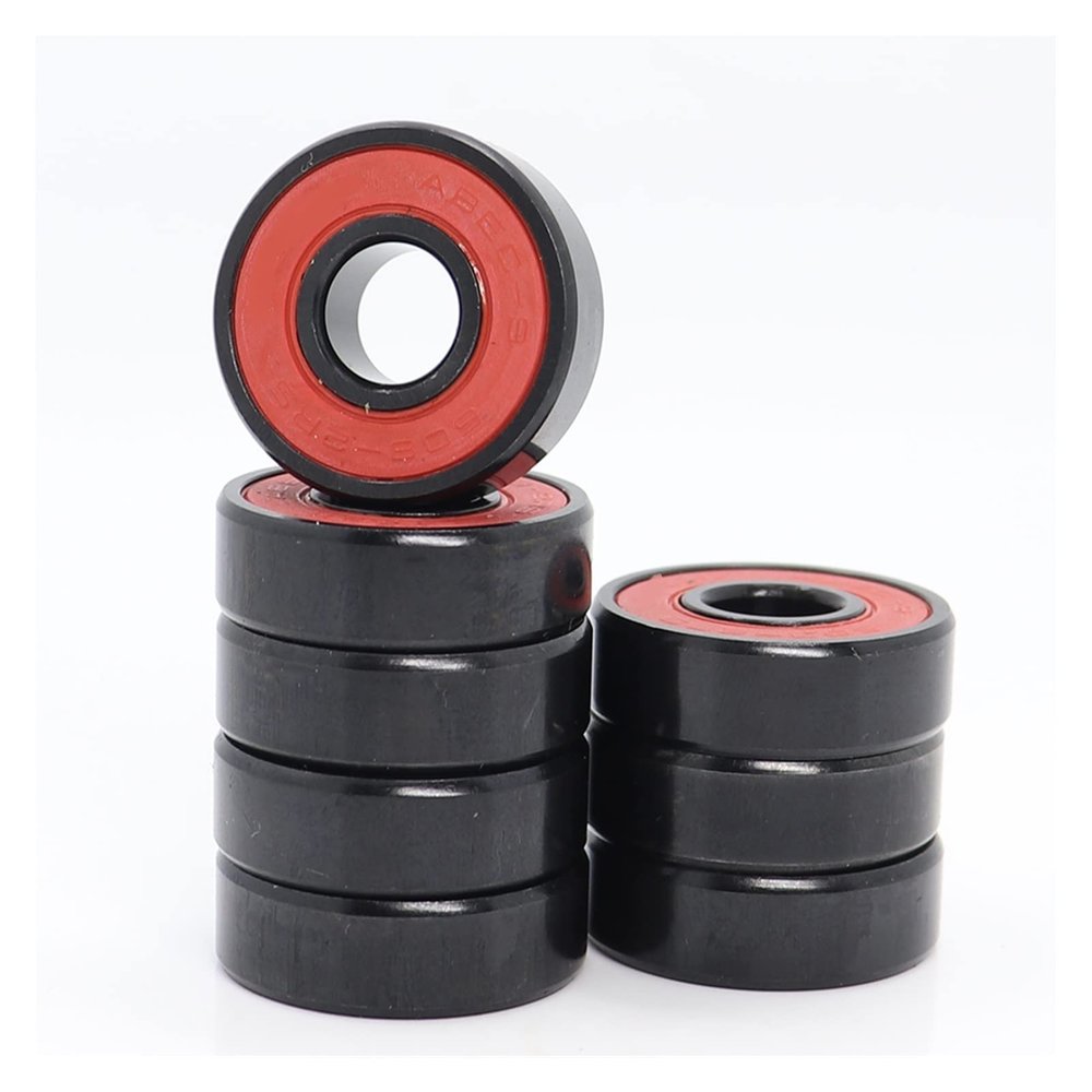 SUOFEILAIMU 8PCS 608 2RS Inline Roller Skate Wheel Bearing ABEC-9 8x22x7mm Skateboard Ball Bearings 608RS Red Sealed Shaft (Color : 608RS-RED-8PCS)