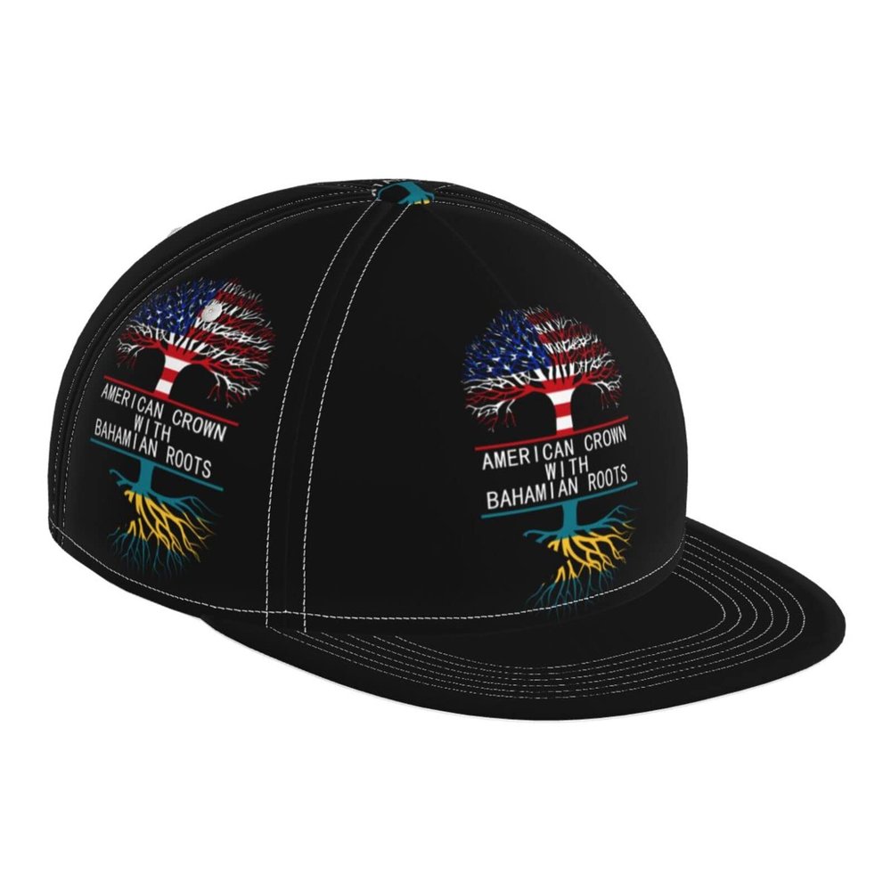 DARLEKS American Grown Bahamian Roots The Bahamas Flag Flat Bill Brim Baseball Cap Cool Hip Hop Trucker Hat Men Women Adjustable Baseball Caps