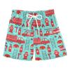 Aflyko Boys' Board Shorts Cute Fire Rescue Truck Swim Trunk Beach Swimwear 4T view 1