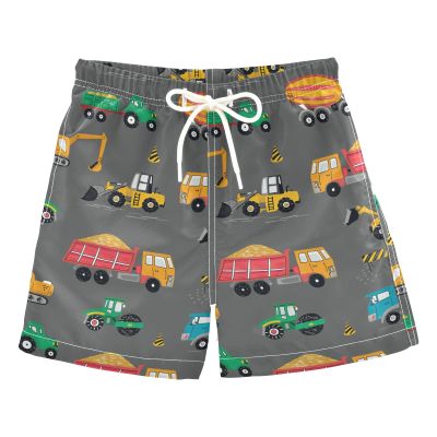 Aflyko Boys' Board Shorts Construction Truck Digger Swim Trunk Beach Swimwear 3T