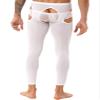 Hularka Men's Mesh Sheer Yoga Pants See Through Compression Tights Workout Leggings Hollow Out Bottom White One Size view 4