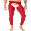 Hularka Men's Mesh Sheer Yoga Pants See Through Compression Tights Workout Leggings Hollow Out Bottom Red One Size view 1
