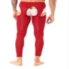 Hularka Men's Mesh Sheer Yoga Pants See Through Compression Tights Workout Leggings Hollow Out Bottom Red One Size view 4