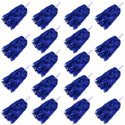 KDPATFAV 18PCS Cheerleading Pom Poms Metallic Foil Plastic Pom Poms with Baton Handle for Game Sports Squads Dancing Party Football Basketball Club Spirit Sports Stage Performance Celebration (Blue)