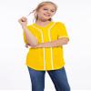 ACEFAST INC Kids Baseball Jersey Button Blank Softball Team Uniform Girls Boys Hip Hop T-Shirt Solid Color Sweatshirt Yellow view 2
