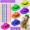 JaGely 48 Pieces Neon Party Supplies 24 Neon Gangster Hats 24 Pcs Feather Boas for Mardi Gras Carnival Glow Wedding Party(Color,Plastic) view 3