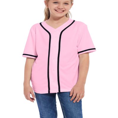 ACEFAST INC Kids Baseball Jersey Button Blank Softball Team Uniform Girls Boys Hip Hop T-Shirt Solid Color Sweatshirt