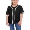 ACEFAST INC Kids Baseball Jersey Button Blank Softball Team Uniform Girls Boys Hip Hop T-Shirt Solid Color Sweatshirt Black view 1