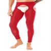LiiYii Men's Mid Hollow Out Underwear Pants Long Thermal Bottoms Leggings Slim Fitted Sport Tights Red One Size view 2