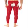 LiiYii Men's Mid Hollow Out Underwear Pants Long Thermal Bottoms Leggings Slim Fitted Sport Tights Red One Size view 4