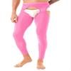 LiiYii Men's Mid Hollow Out Underwear Pants Long Thermal Bottoms Leggings Slim Fitted Sport Tights Pink One Size view 2