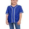ACEFAST INC Kids Baseball Jersey Button Blank Softball Team Uniform Girls Boys Hip Hop T-Shirt Solid Color Sweatshirt Blue view 1
