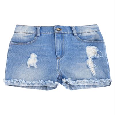 Aislor Kids Girls Denim Distressed Ripped Shorts Stretch Holes Raw Hem Jean Shorts Hot Pants Bottom with Pockets Light Blue 6 Years