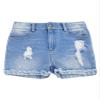 Aislor Kids Girls Denim Distressed Ripped Shorts Stretch Holes Raw Hem Jean Shorts Hot Pants Bottom with Pockets Light Blue 6 Years view 1