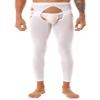 LiiYii Men's Mid Hollow Out Underwear Pants Long Thermal Bottoms Leggings Slim Fitted Sport Tights White One Size view 1