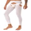 LiiYii Men's Mid Hollow Out Underwear Pants Long Thermal Bottoms Leggings Slim Fitted Sport Tights White One Size view 3