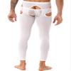 LiiYii Men's Mid Hollow Out Underwear Pants Long Thermal Bottoms Leggings Slim Fitted Sport Tights White One Size view 4