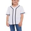 ACEFAST INC Kids Baseball Jersey Button Blank Softball Team Uniform Girls Boys Hip Hop T-Shirt Solid Color Sweatshirt White view 1