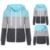 Zip Long Hood Coat Hoodies Women Sleeve Thin Patchwork Casual Jacket Contrast Women's Coat Open Black (Black, XXXXXL) view 2