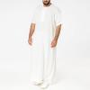QWENTMTNTY Kaftan for Men Short Sleeve Casual Zip Up Muslim Thobe Dresses Loose Fit Solid Round Neck Beach Summer Robe Dress White view 2