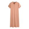 QWENTMTNTY Kaftan for Men Short Sleeve Casual Zip Up Muslim Thobe Dresses Loose Fit Solid Round Neck Beach Summer Robe Dress Khaki view 3