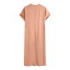 QWENTMTNTY Kaftan for Men Short Sleeve Casual Zip Up Muslim Thobe Dresses Loose Fit Solid Round Neck Beach Summer Robe Dress Khaki view 4
