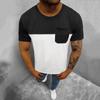 QWENTMTNTY Summer T Shirts for Men Short Sleeve Regular Fit Crew Neck Pocket Tee Shirts Casual Contrast Color Athletic Tees Black view 2