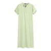 QWENTMTNTY Kaftan for Men Short Sleeve Casual Zip Up Muslim Thobe Dresses Loose Fit Solid Round Neck Beach Summer Robe Dress Green view 3