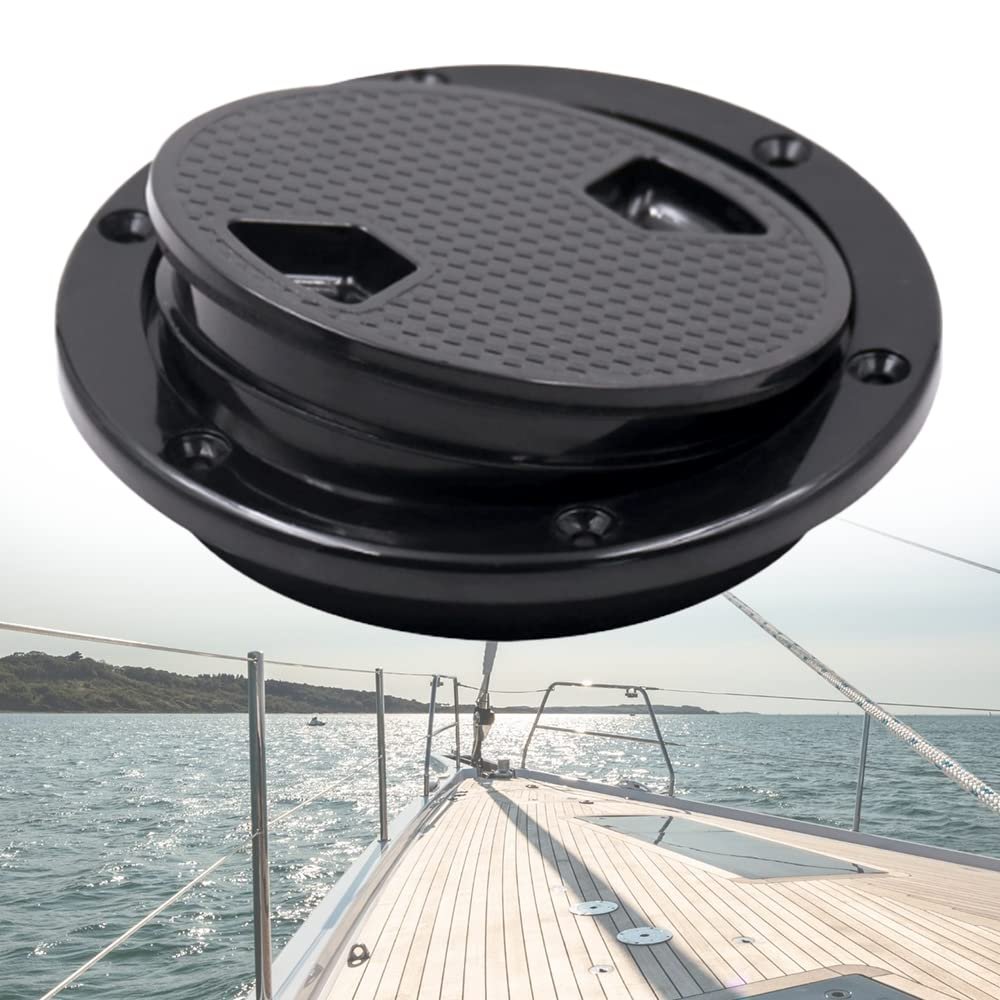 asdmm Boat Inspection Deck Plate Hatch for Kayak Yacht Sailing Circular Seals Accessories, with Detachable Cover, Non Slip (6")