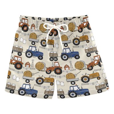 Aflyko Boys' Board Shorts Farm Tractor Swim Trunk Beach Swimwear