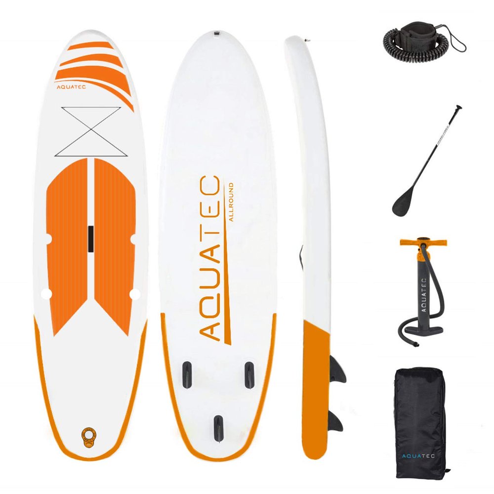 AQUATEC 6" Thick Inflatable Paddle Boards - Premium Paddle Board | SUP Accessories - Adjustable Paddle, Pump & Backpack (11.5ft Inter. Board (267lb MAX), with Seat)