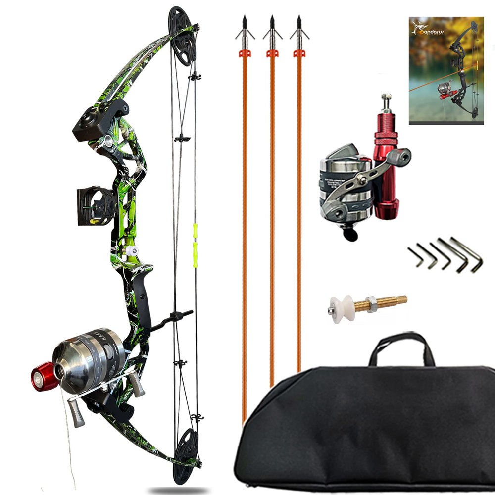 Lanneret Bowfishing Bow Kit with Arrow 15-45 LBS Shoot Right Handed Draw Length 18"~29.5" Fully Adjustable 2025 New Complete Compound Bow Fishing Kit