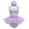 DYMCII Girls One-Piece Rainbow Swimsuits Toddler Kids Mermaid Fishscale Bathing Suits Outdoors Jumpsuit Swimwear w/Cap Lavender 2-3T view 1