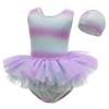 DYMCII Girls One-Piece Rainbow Swimsuits Toddler Kids Mermaid Fishscale Bathing Suits Outdoors Jumpsuit Swimwear w/Cap Lavender 2-3T view 2