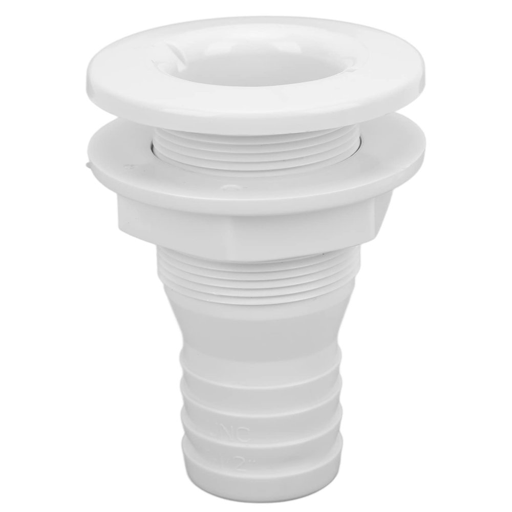 Acouto Thru Hull Fitting, 11/2in Thru Hull Fitting for Boats Marines ABS Plastic Straight Thru Hull Fitting Hose Connector Accessory(White)
