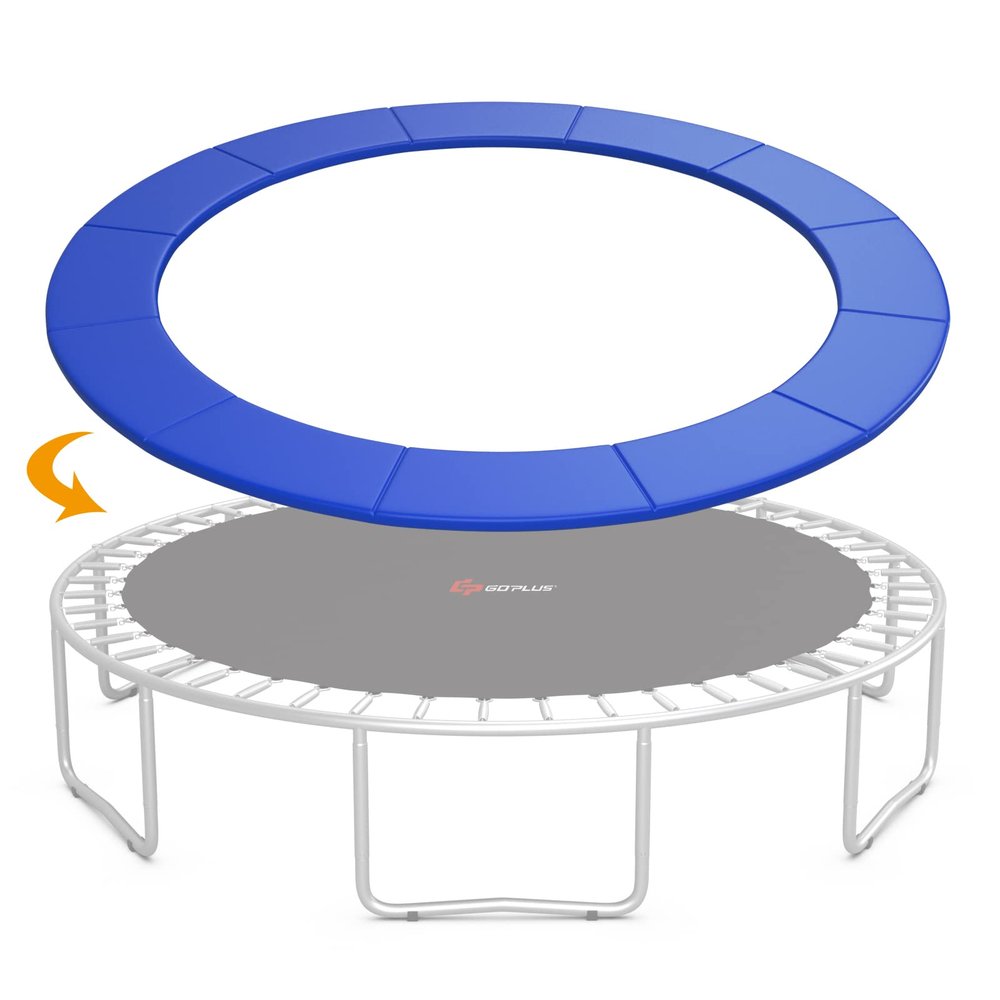 Goplus Trampoline Replacement Pad, 16 15 14 12 10 8FT Spring Cover, No Holes for Poles, Water-Resistant Universal Round Trampoline Accessories Safety Pad (Without Opening Design, Blue, 10 FT)