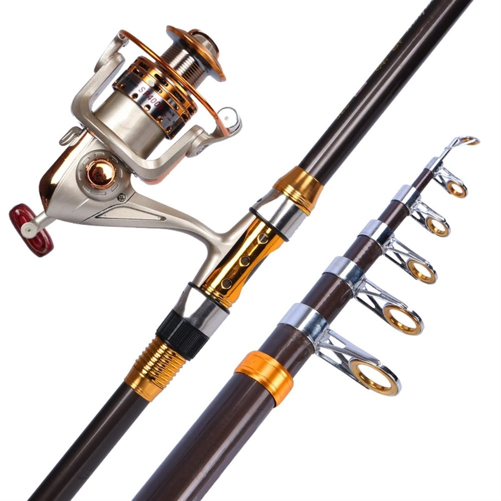 XINNUO Telescopic Carbon Fiber Fishing Rod with 5000 Metal Spinning Reel Super-Hard Long-Range Sea Pole Travel Rock Fishing Rod Set for Fishing Beginner and Angler 2.1m-3.6m (Size : 3.6m)